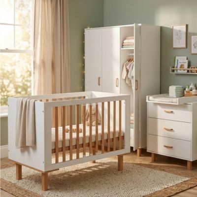 Ensemble Lit Bébé 120x60 + Commode Blanc + Plan à Langer Commode ...