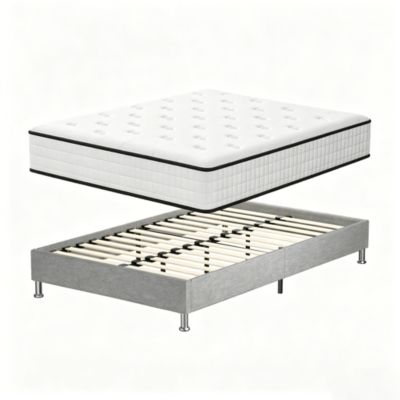 Ensemble Matelas en mousse + Cadre de lit Plateforme Capitonné 160x200cm, Epaisseur du Matelas 22cm