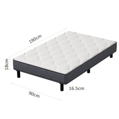 Ensemble Matelas et Sommier 90x190cm,Matelas à Ressorts ensachés et Robuste Cadre de lit en Fer avec 6 Pieds, Matelas épaisseur