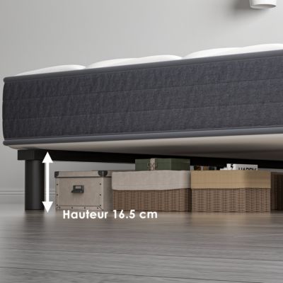 Ensemble Matelas et Sommier 90x190cm,Matelas à Ressorts ensachés et Robuste Cadre de lit en Fer avec 6 Pieds, Matelas épaisseur