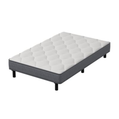 Ensemble Matelas et Sommier 90x190cm,Matelas à Ressorts ensachés et Robuste Cadre de lit en Fer avec 6 Pieds, Matelas épaisseur