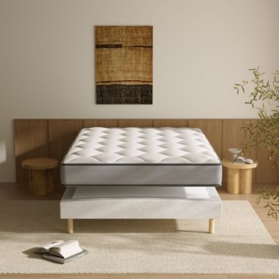 Ensemble Matelas à ressorts+ Lit Sommier Tapissier Déco 140x190cm, Epaisseur du Matelas 20cm