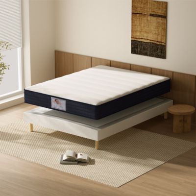 Ensemble Matelas à ressorts+ Lit Sommier Tapissier Déco 140x190cm, Epaisseur du Matelas 22cm