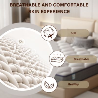 Ensemble Matelas à ressorts+ Lit Sommier Tapissier Déco 160x200cm, Epaisseur du Matelas 20cm
