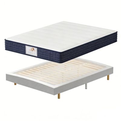 Ensemble Matelas à ressorts+ Sommier à Lattes 140x190cm, Epaisseur du Matelas 22cm