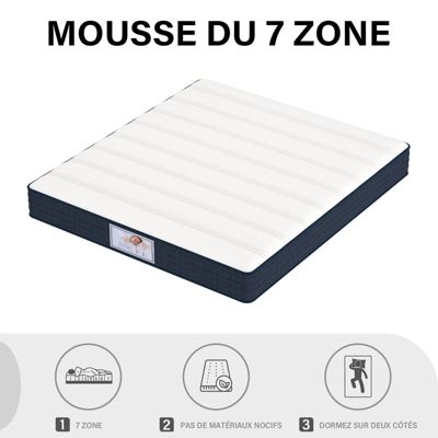 Ensemble Matelas à ressorts +Sommier à Lattes sur Pieds, 140x190cm, Epaisseur du Matelas 22cm