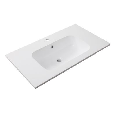 Ensemble meuble 2 tiroirs l.80 cm + plan vasque + miroir, blanc mat et bois, Tolima