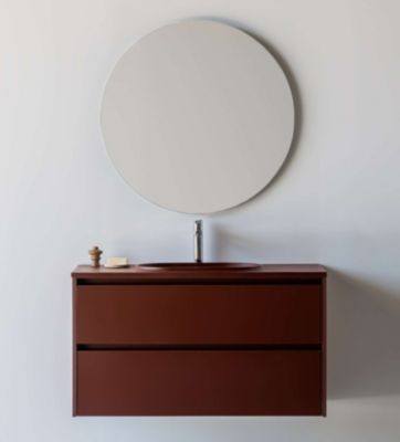 Ensemble meuble de salle bain 120 cm plan vasque rouge tassili POALGI 2 tiroirs - série Bül
