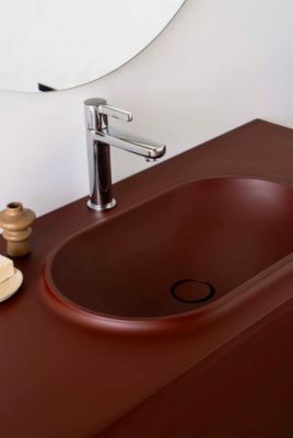 Ensemble meuble de salle bain 80 cm plan vasque rouge tassili POALGI 2 tiroirs - série Bül