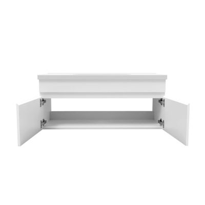 Ensemble meuble de salle de bain 100cm, vasque céramique + colonne bas + LED miroir, blanc