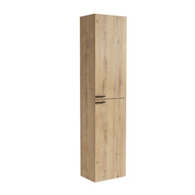 Ensemble meuble de salle de bain 80cm vasque déportée + colonne de rangement - KING - Roble (chêne clair)