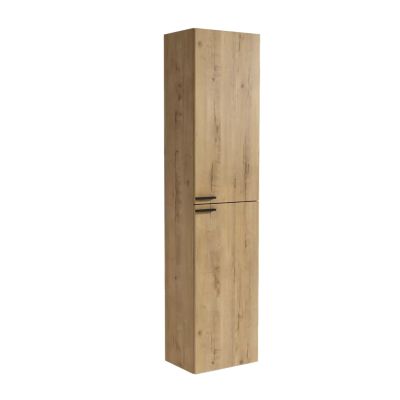 Ensemble meuble de salle de bain 80cm vasque déportée + colonne de rangement - KING - Roble (chêne clair)