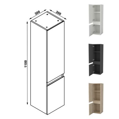 Ensemble meuble de Salle de Bain Suspendu 100cm avec vasque à poser + 2 Colonnes + Armoire salle de bain avec miroir