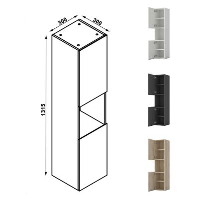 Ensemble meuble de Salle de Bain Suspendu 120cm avec lavabo à poser + Colonne + Armoire salle de bain avec miroir
