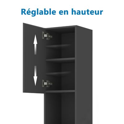 Ensemble meuble de Salle de Bain Suspendu 80cm avec vasque à poser + Colonne + Miroir LED Dimmable