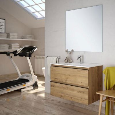 Ensemble Meuble de salle de bains black Inglet bois 2 tiroirs 80cm