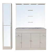 Ensemble meuble de salle de bains l.120 cm avec double vasque et miroir + colonne l.35 cm coloris blanc Atrato