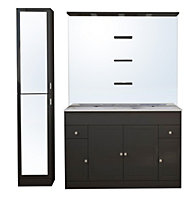Ensemble meuble de salle de bains l.120 cm avec double vasque et miroir + colonne l.35 cm coloris gris anthracite Atrato