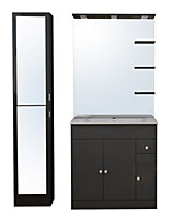 Ensemble meuble de salle de bains l.80 cm avec vasque et miroir + colonne l.35 cm coloris gris anthracite Atrato