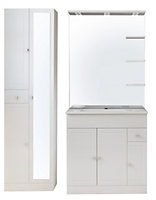 Ensemble meuble de salle de bains l.80 cm avec vasque et miroir + colonne l.50 cm coloris blanc Atrato