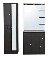 Ensemble meuble de salle de bains l.80 cm avec vasque et miroir + colonne l.50 cm coloris gris anthracite Atrato