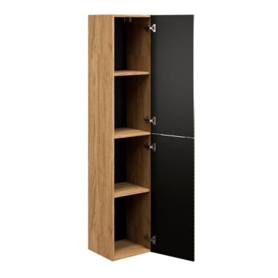 Ensemble meuble double vasque 120cm 4 tiroirs et colonne Elora Noir et bois Cloud