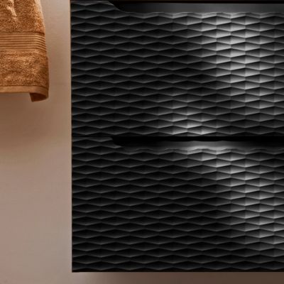 Ensemble meuble double vasque 120cm 4 tiroirs et colonne Elora Noir et bois Cloud