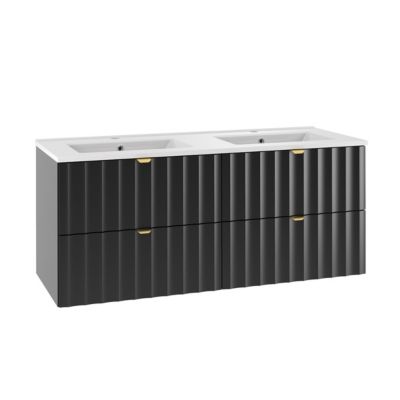 Ensemble meuble double vasque 120cm et colonne Lexa Noir