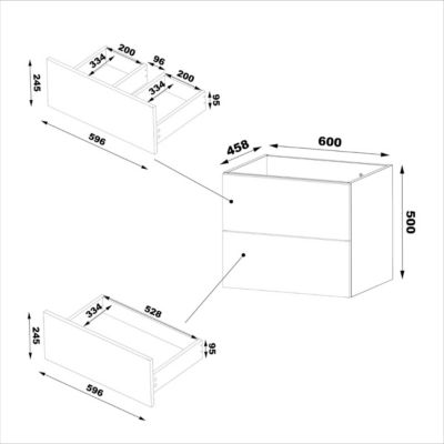 Ensemble meuble double vasque 140cm 2 niches et colonne Tao Bois