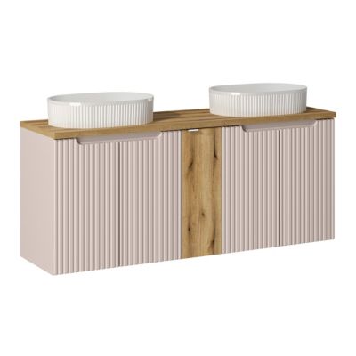 Ensemble meuble double vasque 140cm 5 portes et colonne Riva Cachemire ...