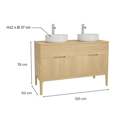 Ensemble meuble double vasque ALASKA 120cm + vasque