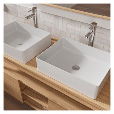 Ensemble meuble double vasque ATOLL 140 cm + Vasques + Robinets + Miroir + Colonne