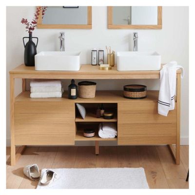 Ensemble meuble double vasque ATOLL 140 cm + Vasques + Robinets