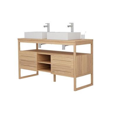Ensemble meuble double vasque ATOLL 140 cm + Vasques + Robinets