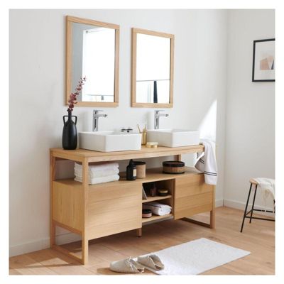 Ensemble meuble double vasque ATOLL 140 cm + Vasques + Robinets