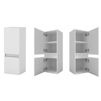Ensemble meuble double vasque L.120cm 4 tiroirs + lavabo + LED miroir + colonne,blanc