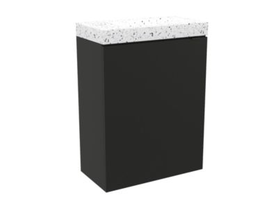 Ensemble meuble lave-mains à suspendre Imandra noir mat l.44 cm + plan vasque lave-mains terrazzo