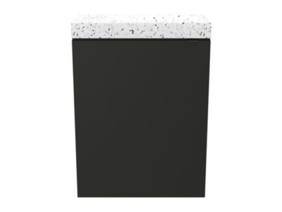 Ensemble meuble lave-mains à suspendre Imandra noir mat l.44 cm + plan vasque lave-mains terrazzo