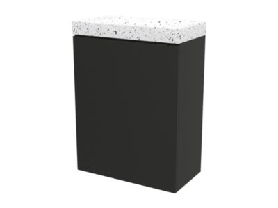 Ensemble meuble lave-mains à suspendre Imandra noir mat l.44 cm + plan vasque lave-mains terrazzo