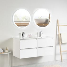 Ensemble Meuble prémonté 120 blanc-Vasque céramique-Miroirs JOY - bain-bain