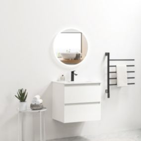 Ensemble Meuble prémonté 60 blanc-Vasque résine-Miroir JOY - bain-bain