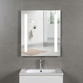 Ensemble Meuble prémonté 60 bois détail noir-Vasque céramique-Miroir ELY - bain-bain