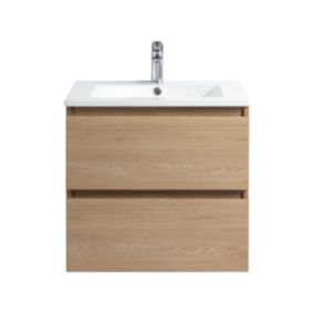 Ensemble Meuble prémonté 60 bois-Vasque résine-Miroir JOY - bain-bain