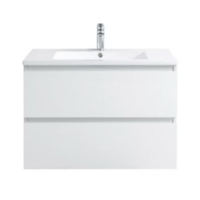 Ensemble Meuble prémonté 80 blanc-Vasque résine-Miroir ELY - bain-bain