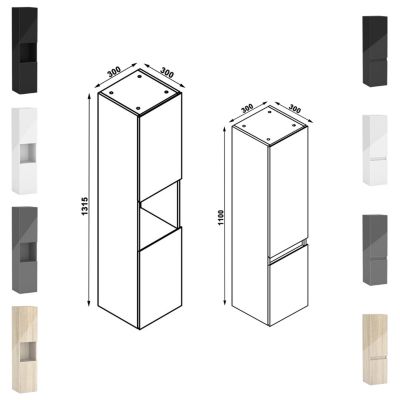 Ensemble meuble salle de bain 100 cm anthracite brillant avec 2 tiroirs, lavabo céramique simple + deux colonnes, suspendu