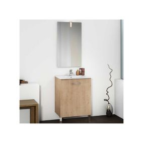 Ensemble meuble salle de bain 60 cm Chêne + vasque - OLTEN