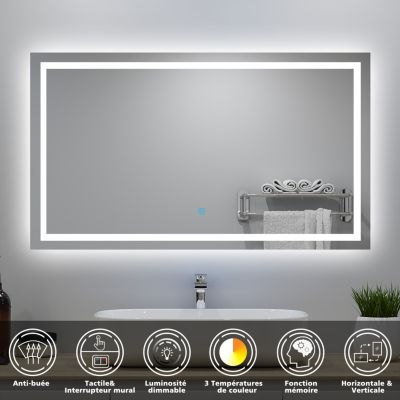 Ensemble meuble Salle de Bain 60cm avec colonne + miroir lumineux 3 couleurs Anthracite