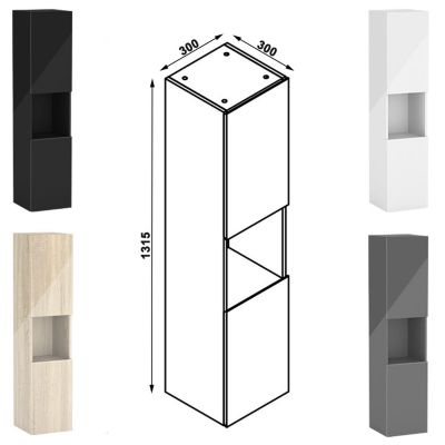 Ensemble meuble salle de bain 80 cm anthracite brillant avec 2 tiroirs, lavabo céramique simple + colonne haute, suspendu