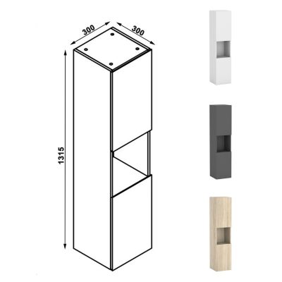 Ensemble meuble salle de bain + vasque + miroir lumineux + colonne 80cm Chêne Wotan