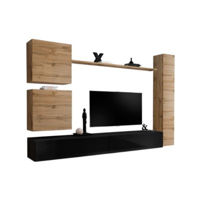 Meuble TV Mural Paris Prix Design Switch 180cm - Noir, Neuf